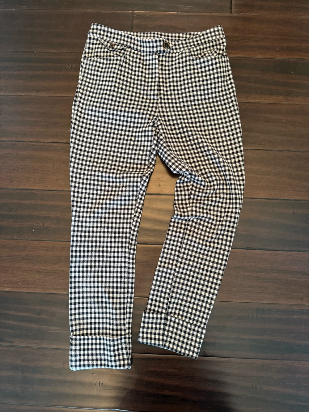 Anthropologie Black and White Gingham Womens Pants